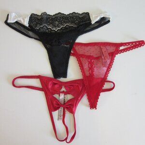 Victoria's Secret Lot of 3 Red & Black Size Small Thongs